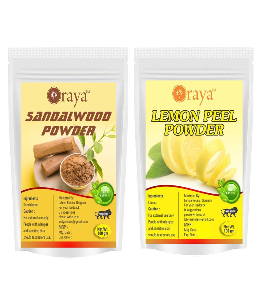     			ORAYA 100% Pure & Natural Sandalwood Powder & Lemon Peel Powder Face Pack 200 gm Pack of 2