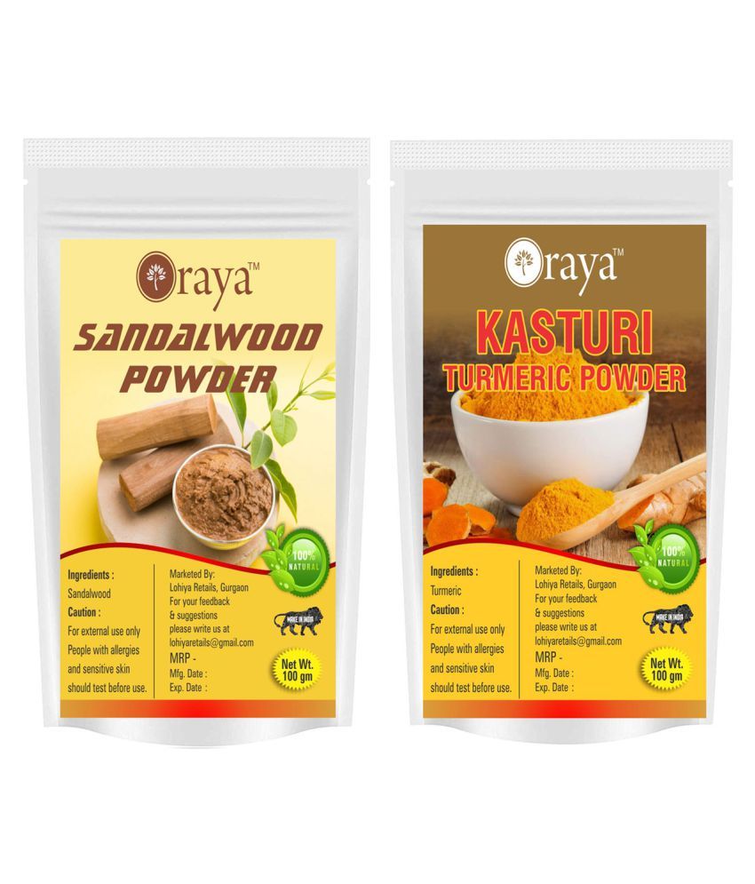     			ORAYA 100% Pure & Natural Sandalwood Powder & Haldi Powder Face Pack 200 gm Pack of 2