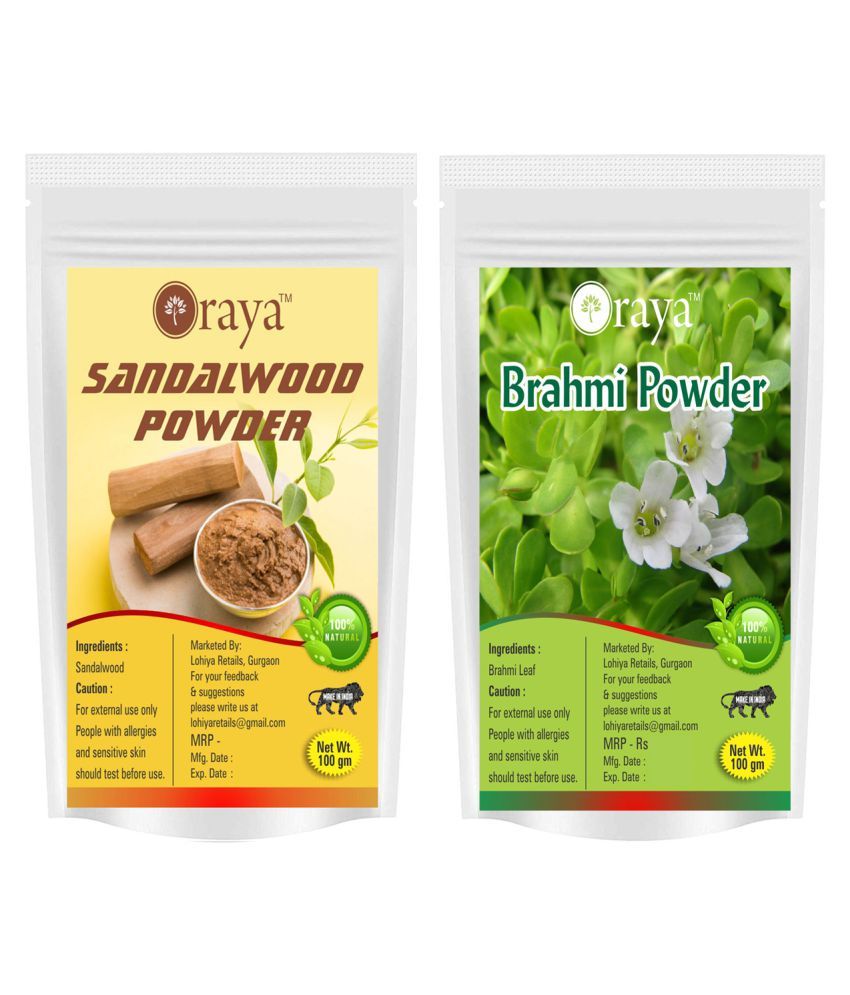     			ORAYA 100% Pure & Natural Sandalwood Powder & Brahmi Powder Face Pack 200 gm Pack of 2