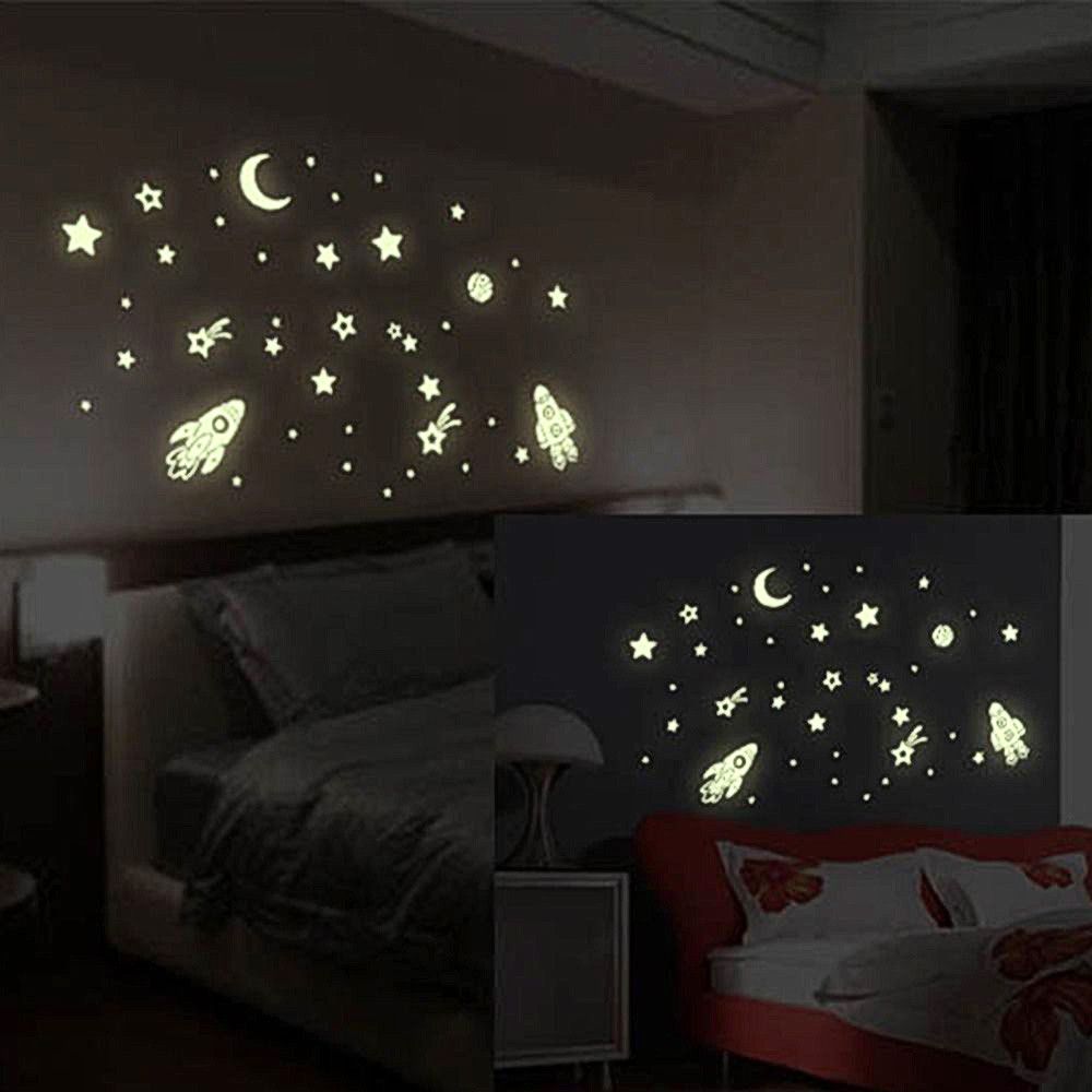 Diy Luminous Pvc Wall Sticker Glow In The Dark Space Stars