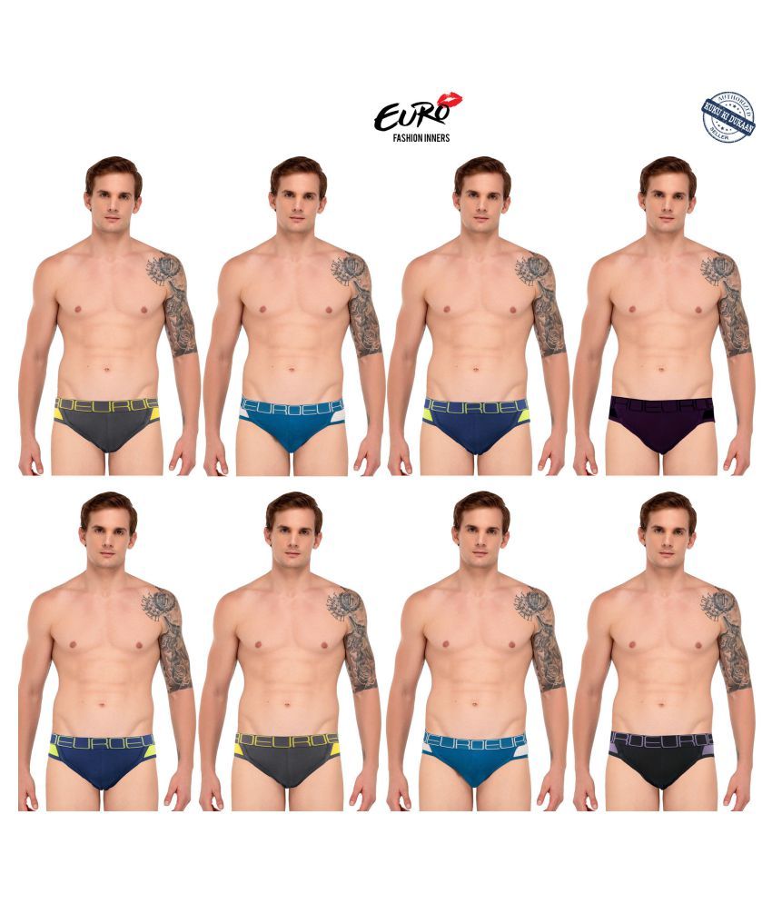     			EURO FASHION Multi Brief Pack of 8