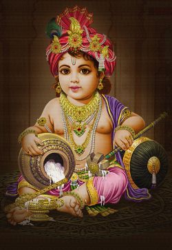Ledecor Canvas Painting Bal Krishna Canvas Painting With Frame