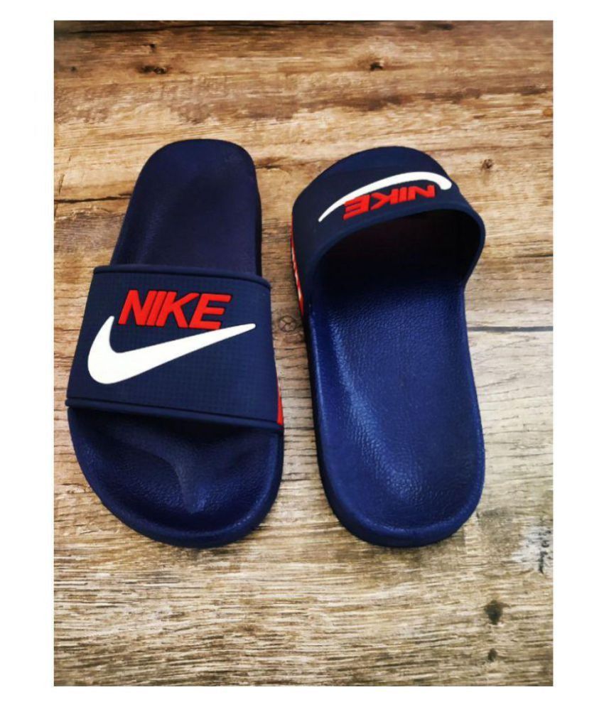 nike flip flops blue