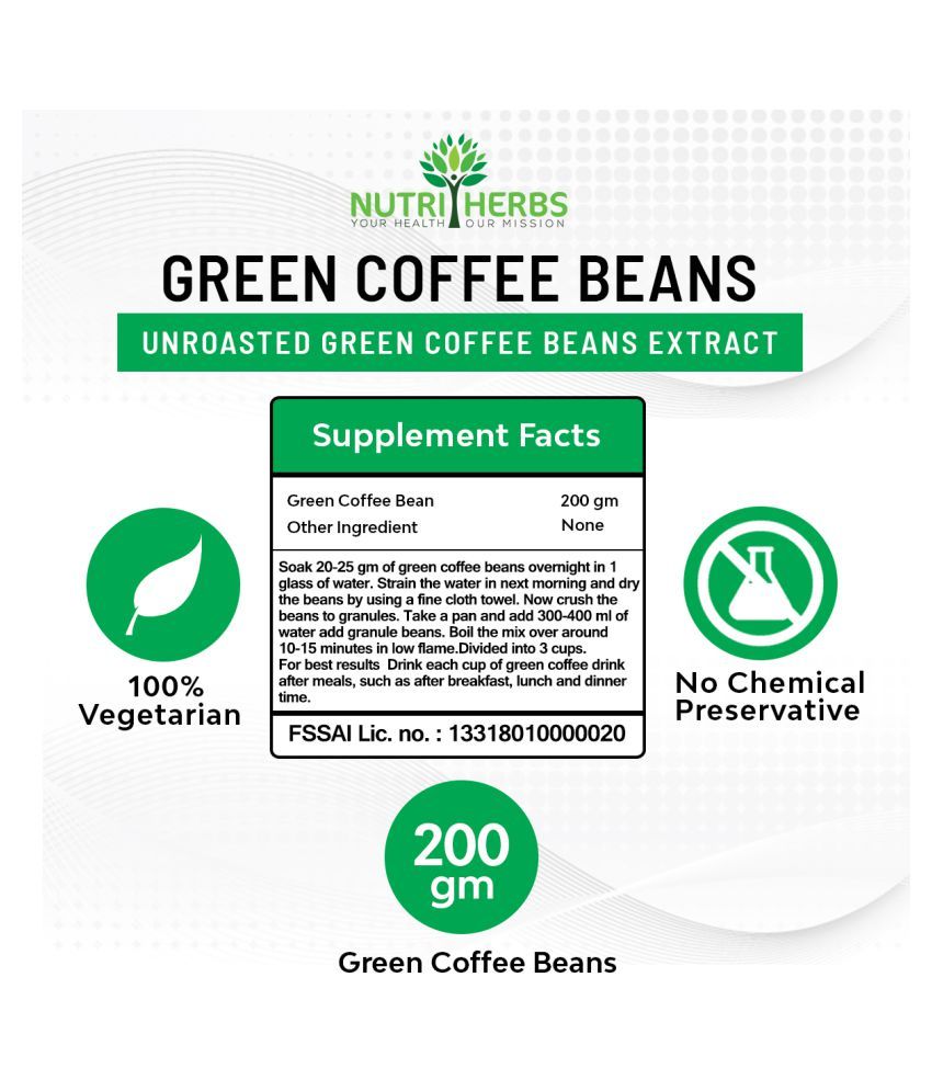 Nutriherbs Green Coffee Beans Decaffeinated & Unroasted Arabica Coffee
