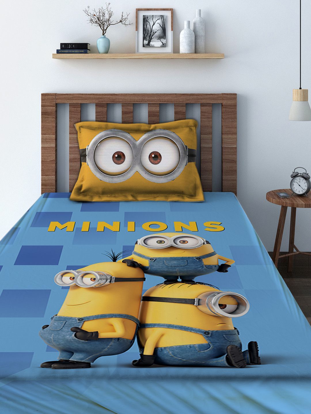 minions single bedsheet cotton pillow low