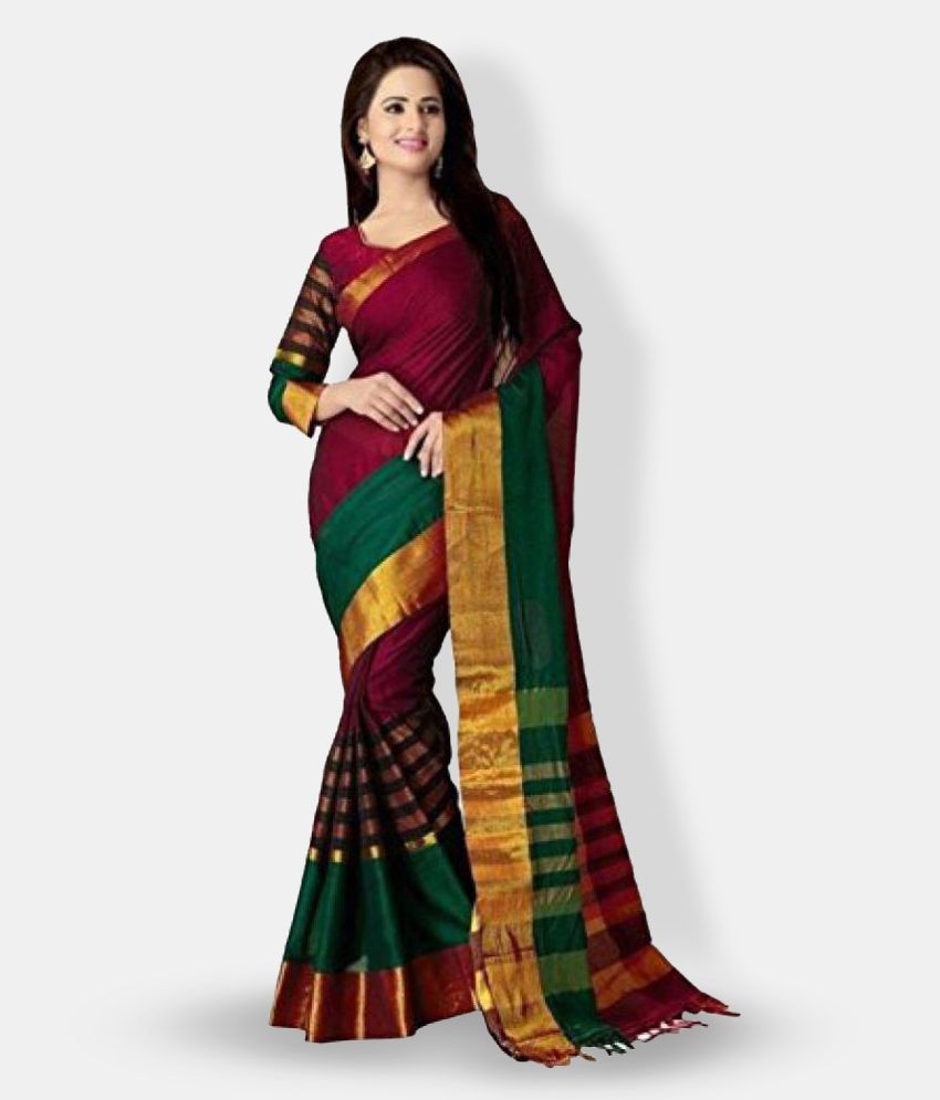     			Fashion and Hub Green and Brown Banarasi Silk Saree