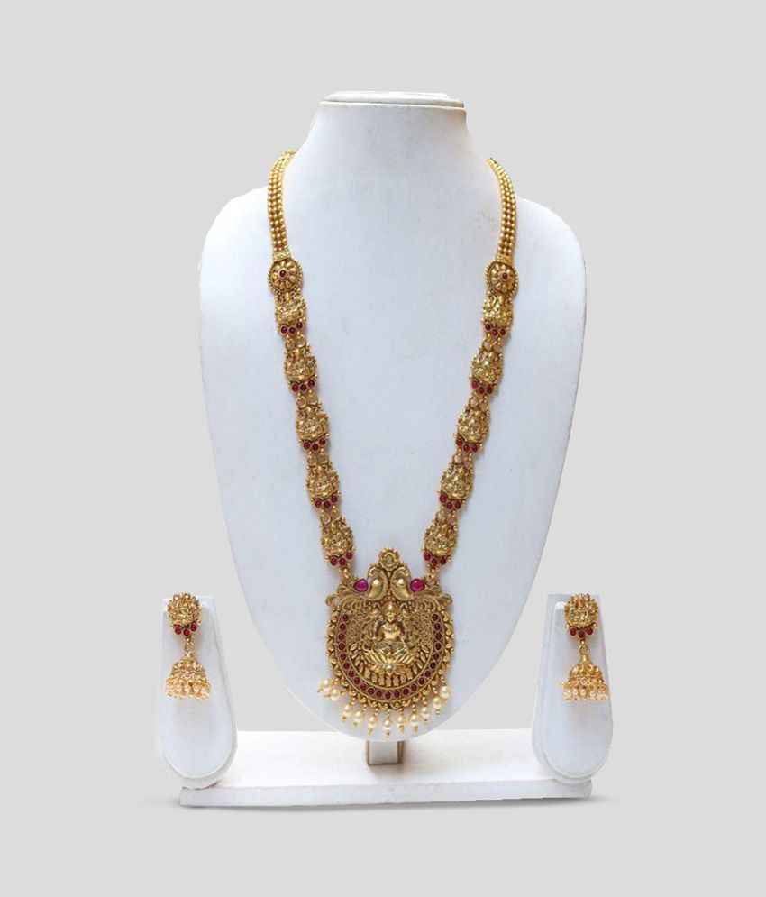 Lookethnic Traditional Temple Design Laxmi Pendant Necklace Set