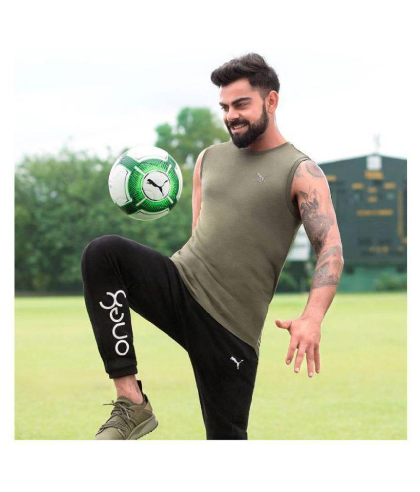 puma black polyester lycra trackpants