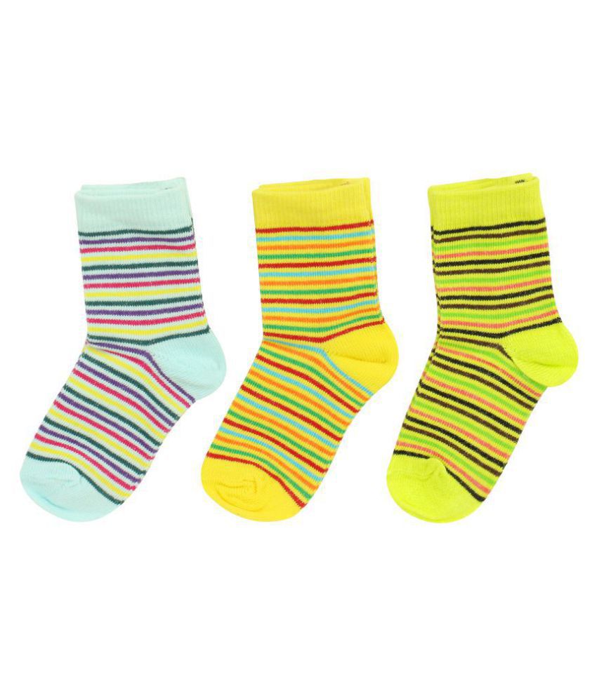 Neska Moda Premium Cotton Crew Length Multicolor Kids 3 Pair Socks For 2 To 3 Years