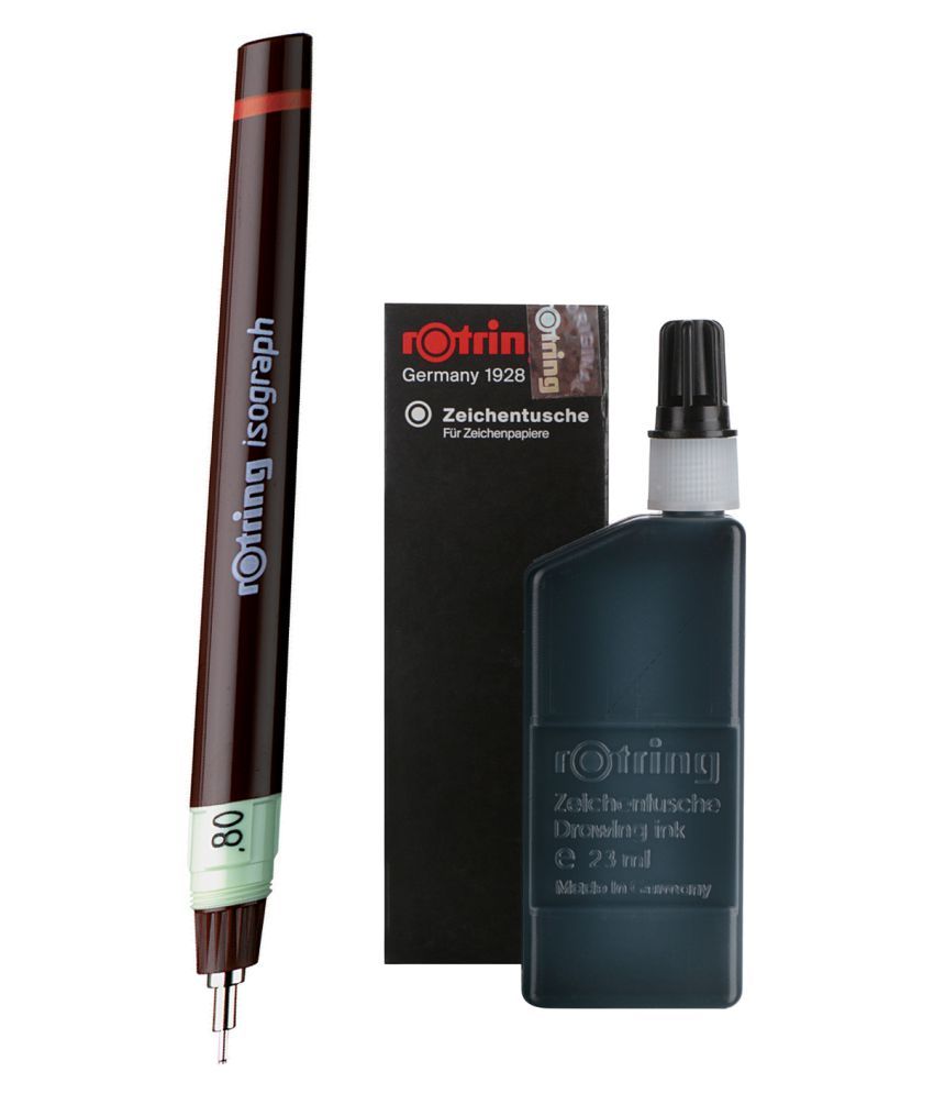 Rotring Isograph Technical Drawing Pen 0.8mm & Ink BottleBlack Buy