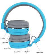 Galaxy Touch SH-12 Over Ear Wireless With Mic Headphones/Earphones-Blue color