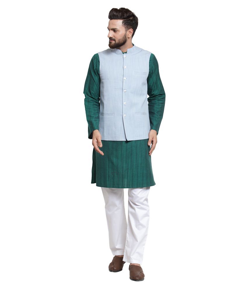     			Dhrohar Blue Cotton Nehru Jacket