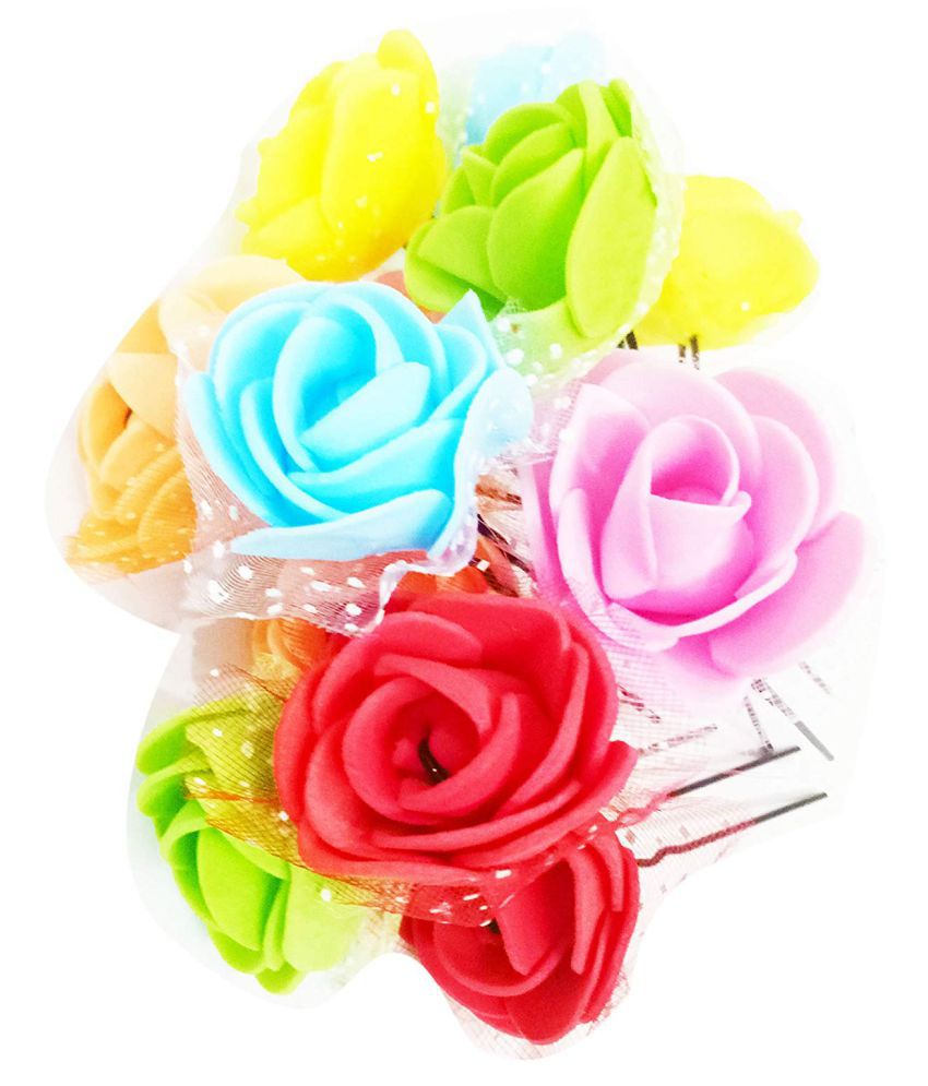 Vandana Fashions Multicolour Bridal Rose Flower Hair Pins for Women and  Girls (Pack of 12 Pcs.) / Fancy Juda/bun Hair Pins for Woman/Hair  Accessories: Buy Online at Low Price in India -