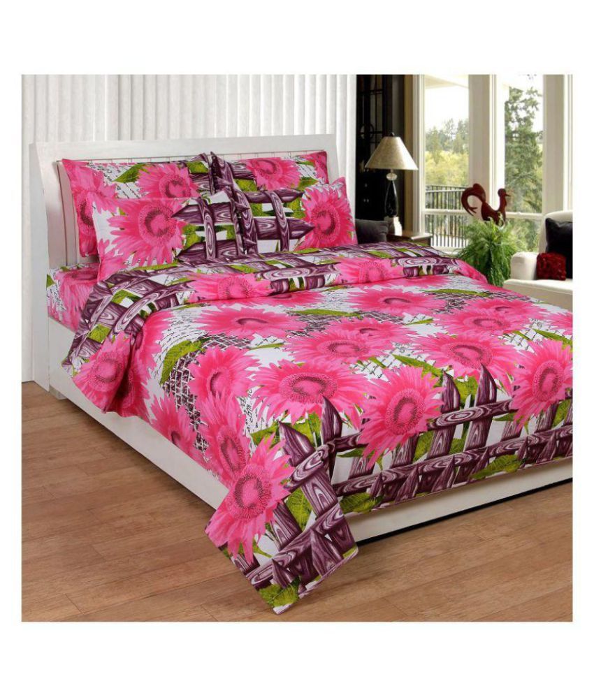 Panipat Textile Hub Cotton Double Bedsheet with 2 Pillow Covers Buy