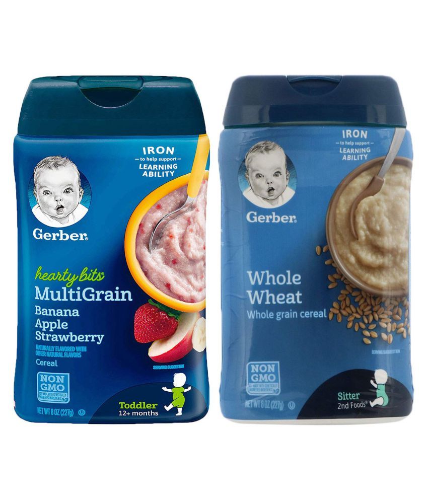 Gerber Banana Apple Straw + Whole Wheat Cereal Infant Cereal for 6