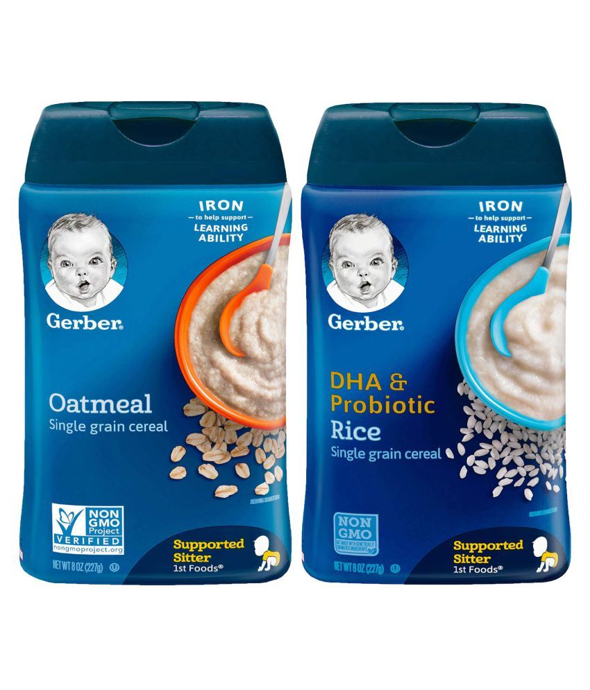 Gerber Oatmeal Cereal + Rice DHA & Probiotic Infant Cereal for 6 Months