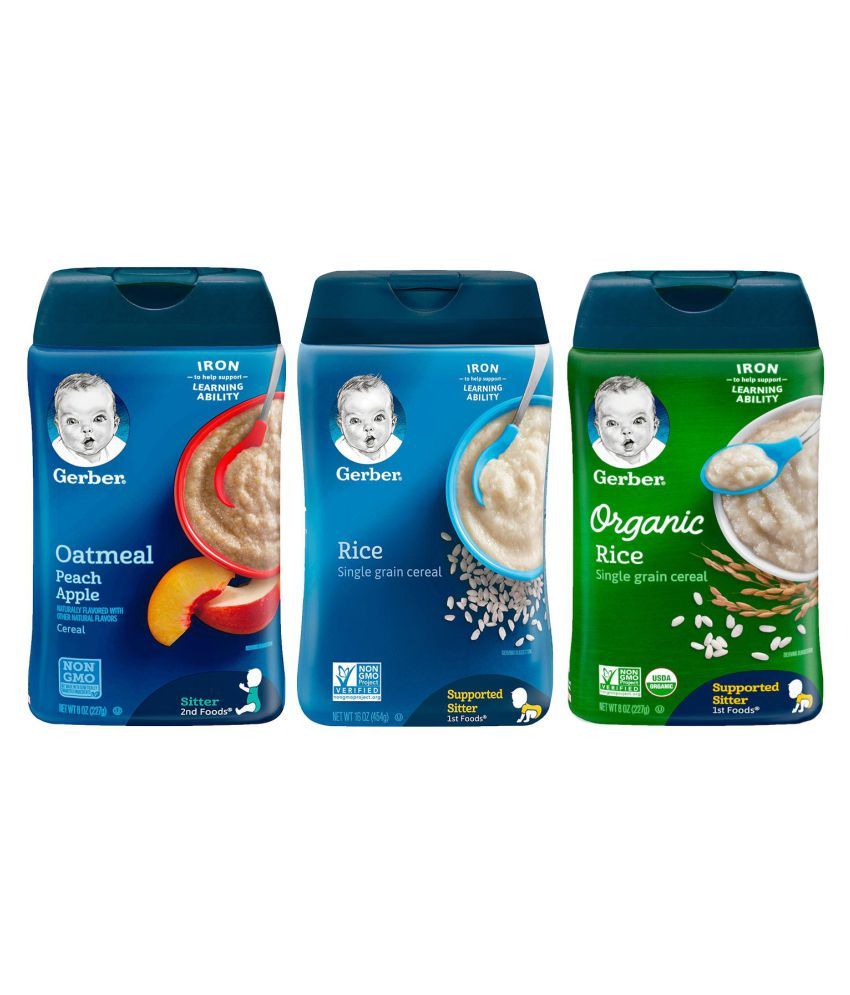 Gerber Organic Rice,Oatmeal Peach Apple,Rice Infant Cereal