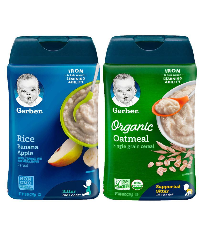 Gerber Rice & Banana Apple + Organic Oatmeal Infant Cereal for 6 Months