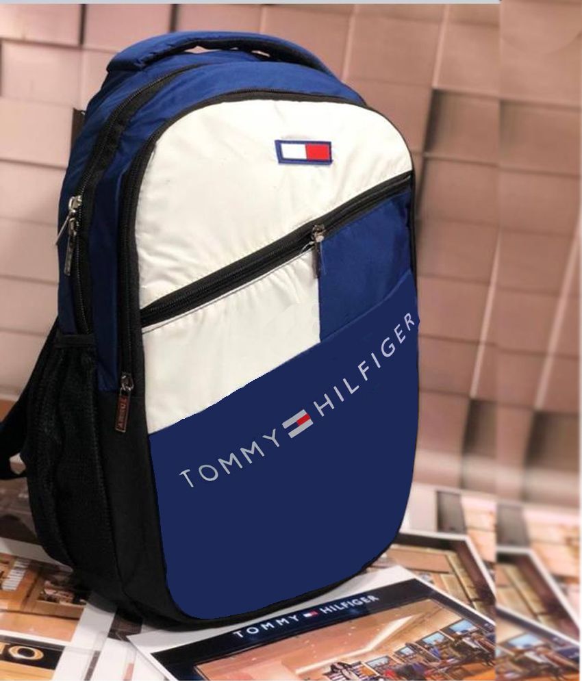 tommy hilfiger white polyester college bags backpacks