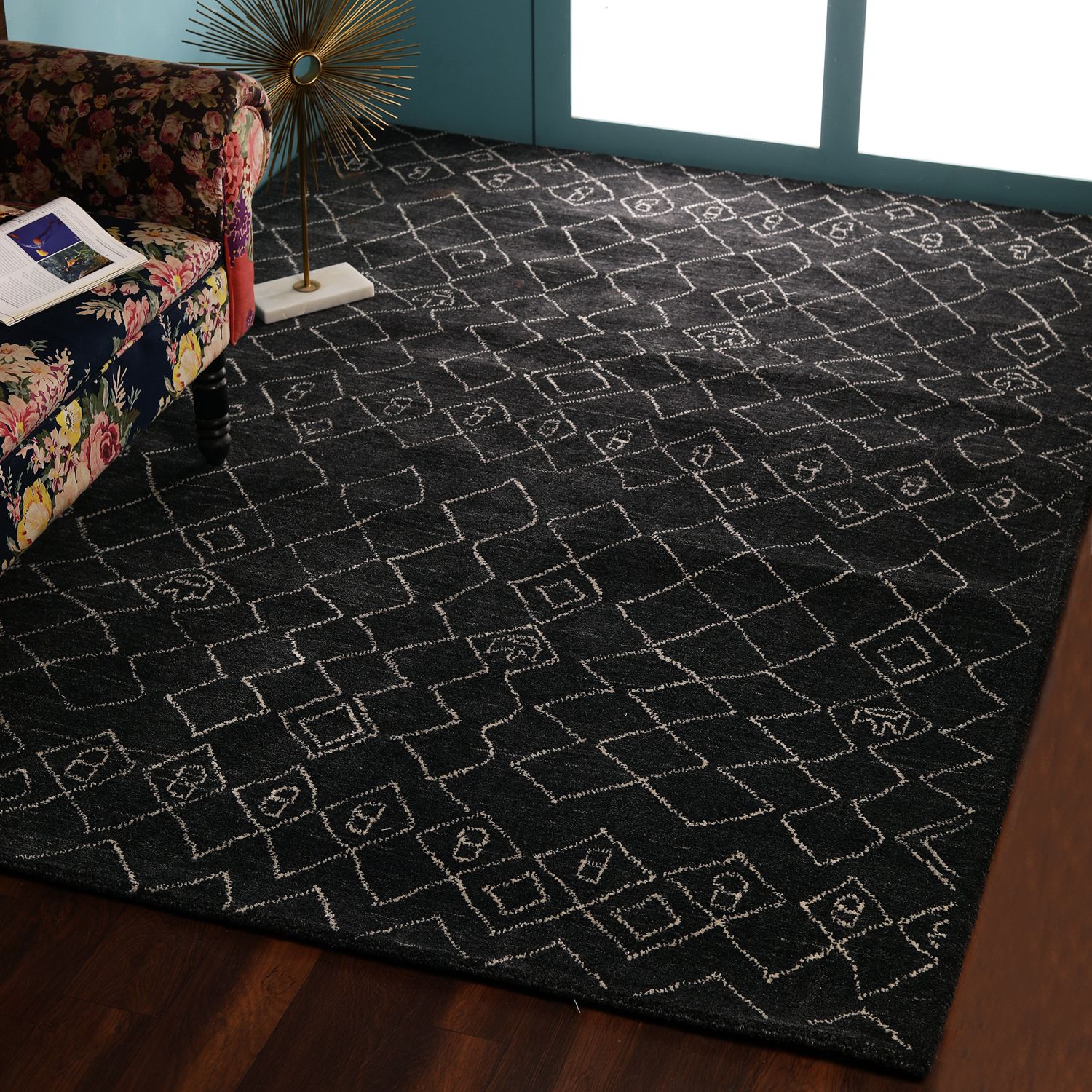     			PEQURA Gray Wool Carpet Others 5x7 Ft