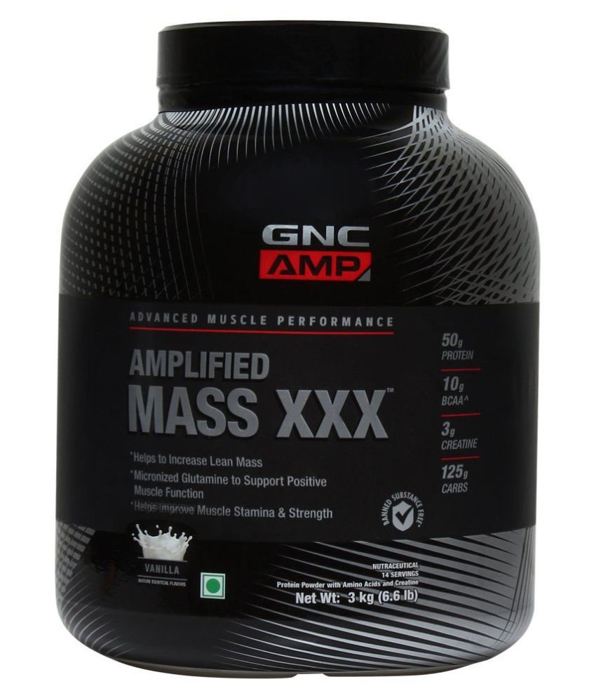     			GNC AMP Mass XXX Gainer Powder (Vanilla Flavour) 3 kg Weight Gainer Powder