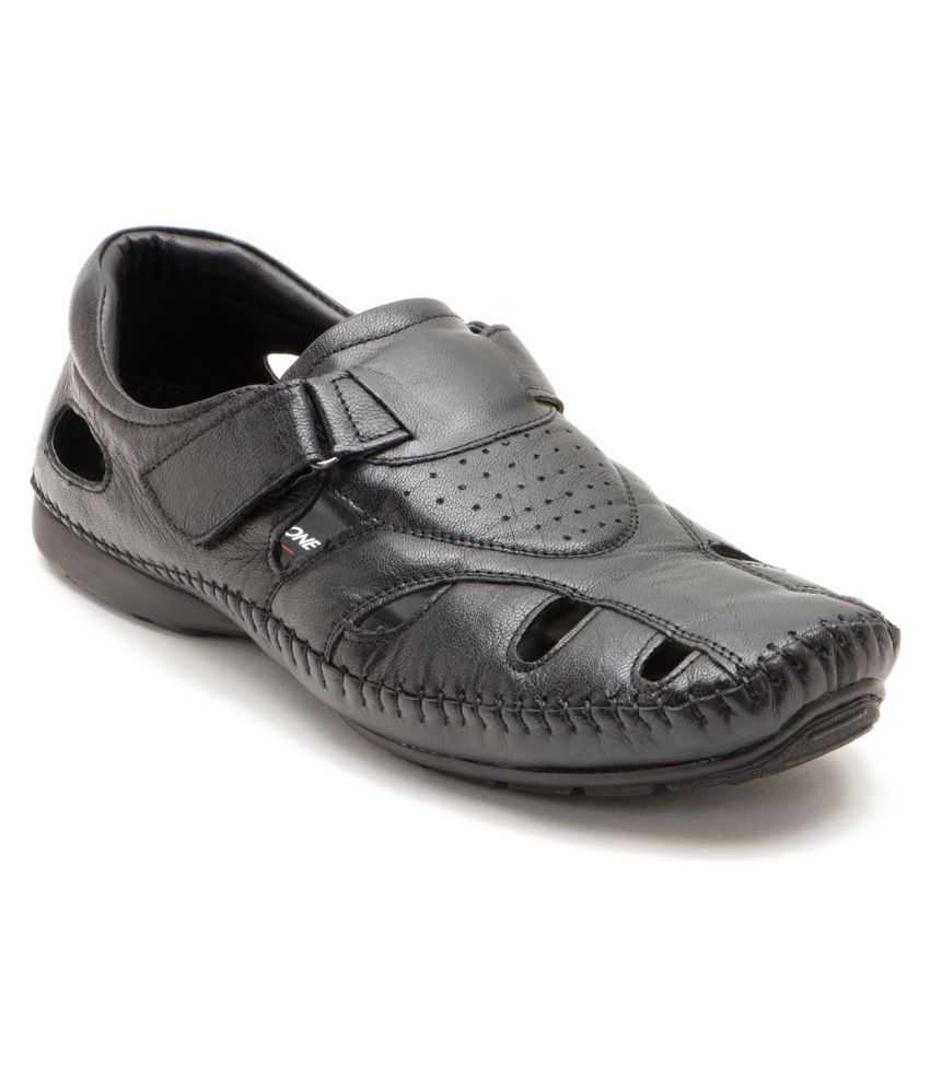 Franco Leone Black Faux Leather Floater Sandals - Buy Franco Leone Black  Faux Leather Floater Sandals Online at Best Prices in India on Snapdeal