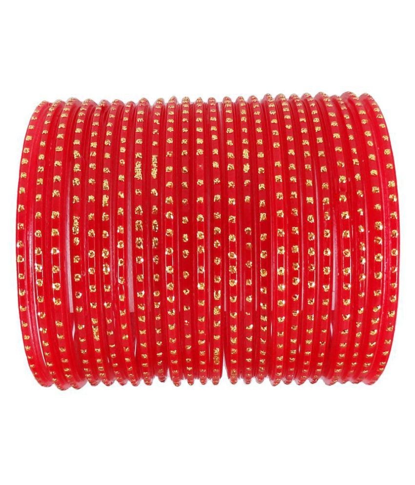 Guddan Red Fashionable Glass Bangle Set (24 Bangles) Buy Guddan Red