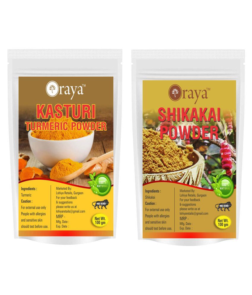     			ORAYA 100% Pure Haldi Powder And Shikakai Powder For Hair & face Face Pack 200 gm Pack of 2