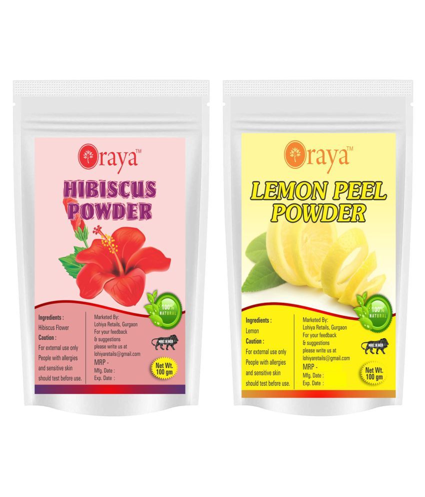     			ORAYA 100% Pure Hibiscus Powder And Lemon Peel Powder Face Pack 200 gm Pack of 2