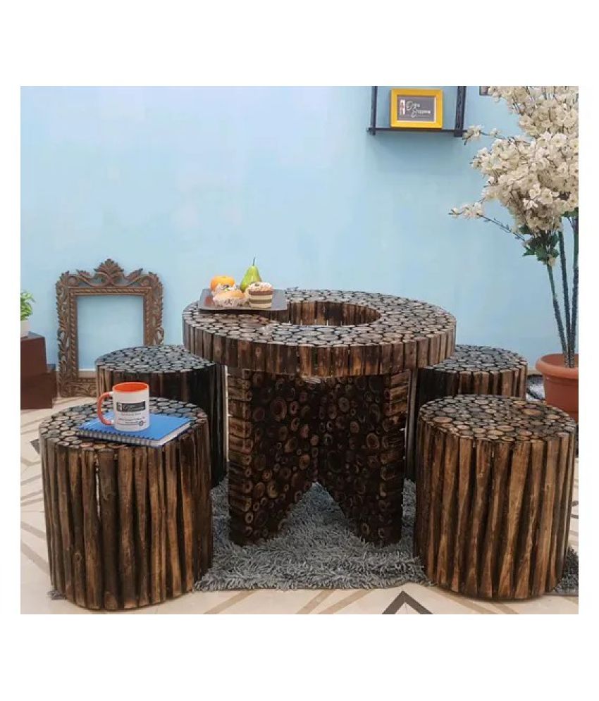 Antique Round Shaped Coffee Table With 4 Stool Buy Antique Round Shaped Coffee Table With 4 Stool Online At Best Prices In India On Snapdeal