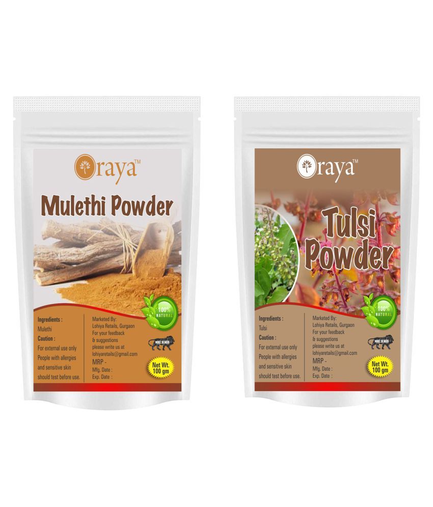     			ORAYA 100% Pure Mulethi( Licorice) Powder And Tulsi Leaf Powder Face Pack 200 gm Pack of 2