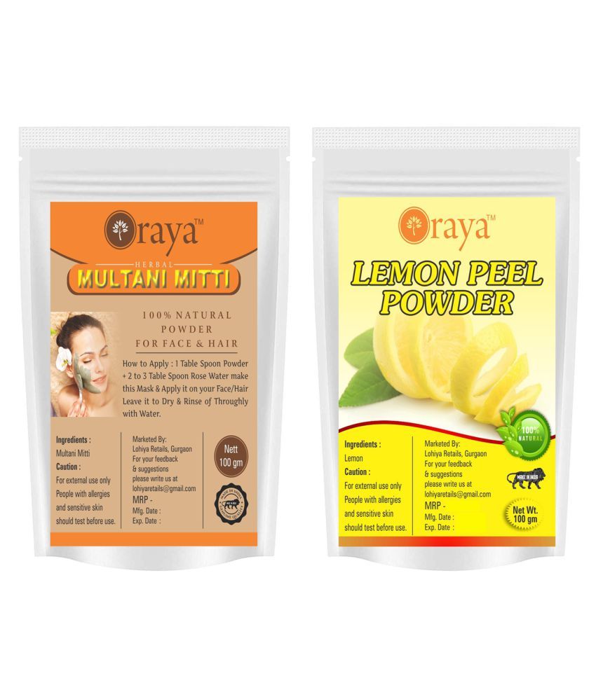     			ORAYA 100% Pure Multani(Mitti) Powder & Lemon Powder For Face Face Pack 200 gm Pack of 2