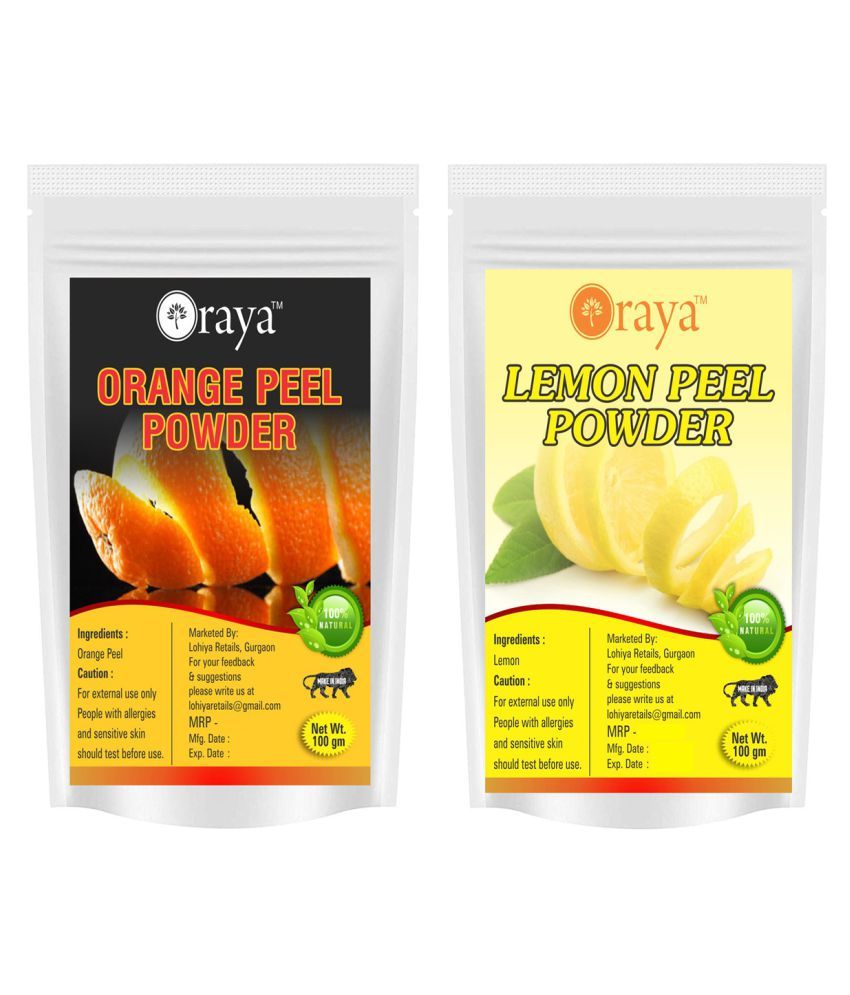     			ORAYA 100% Pure Orange Peel Powder And Lemon Peel Powder Face Pack 200 gm Pack of 2