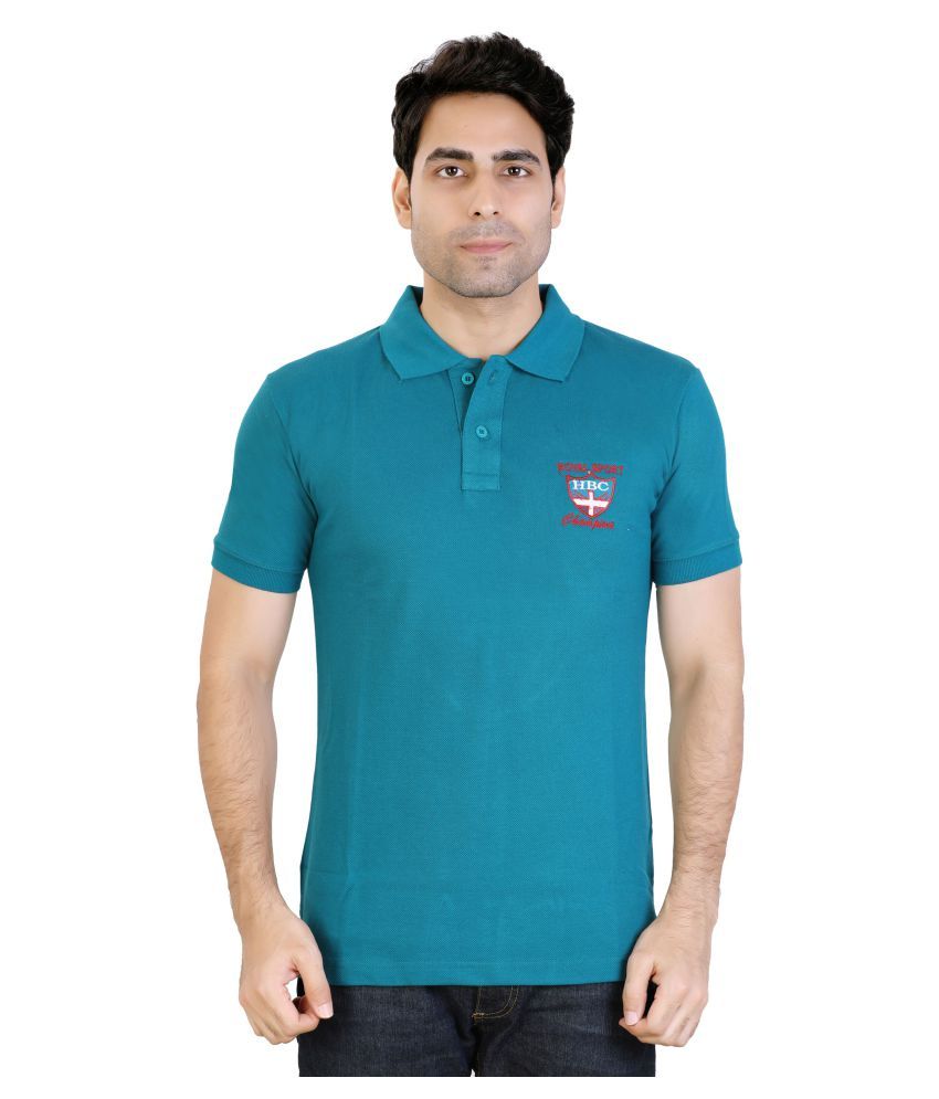     			Awack Blue Cotton Blend Polo T-Shirt