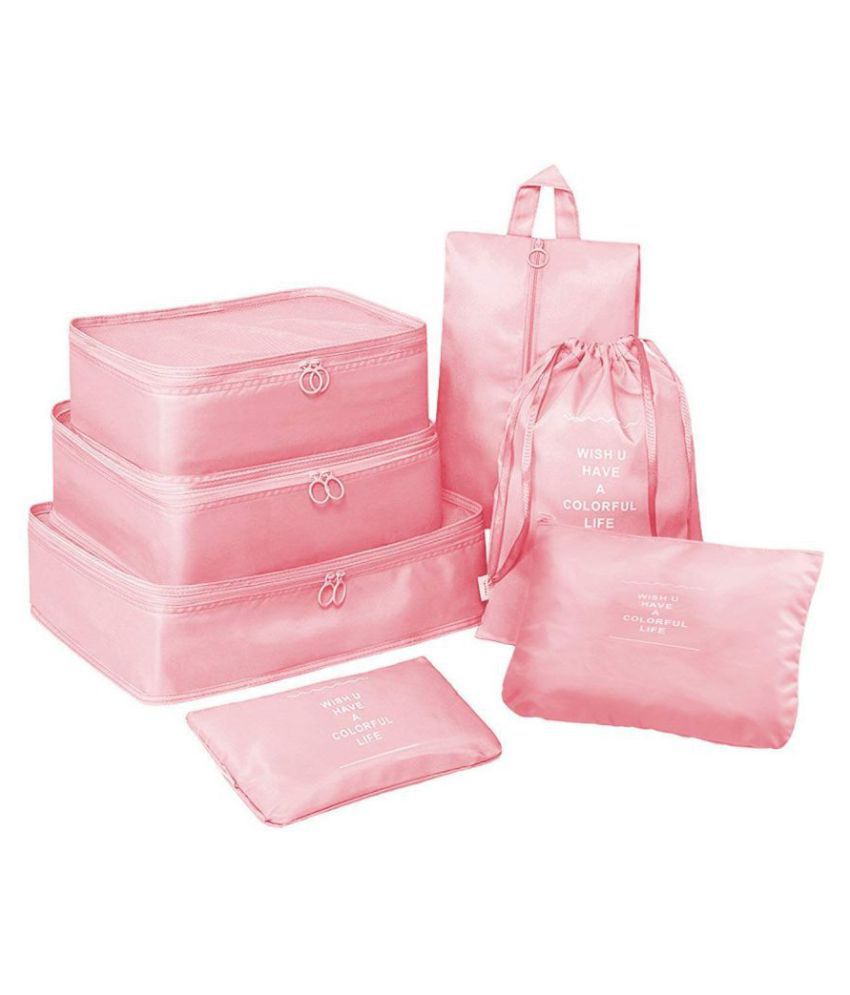     			House Of Quirk Pink 7 PieceTravel Organizer Bag Premium Quality