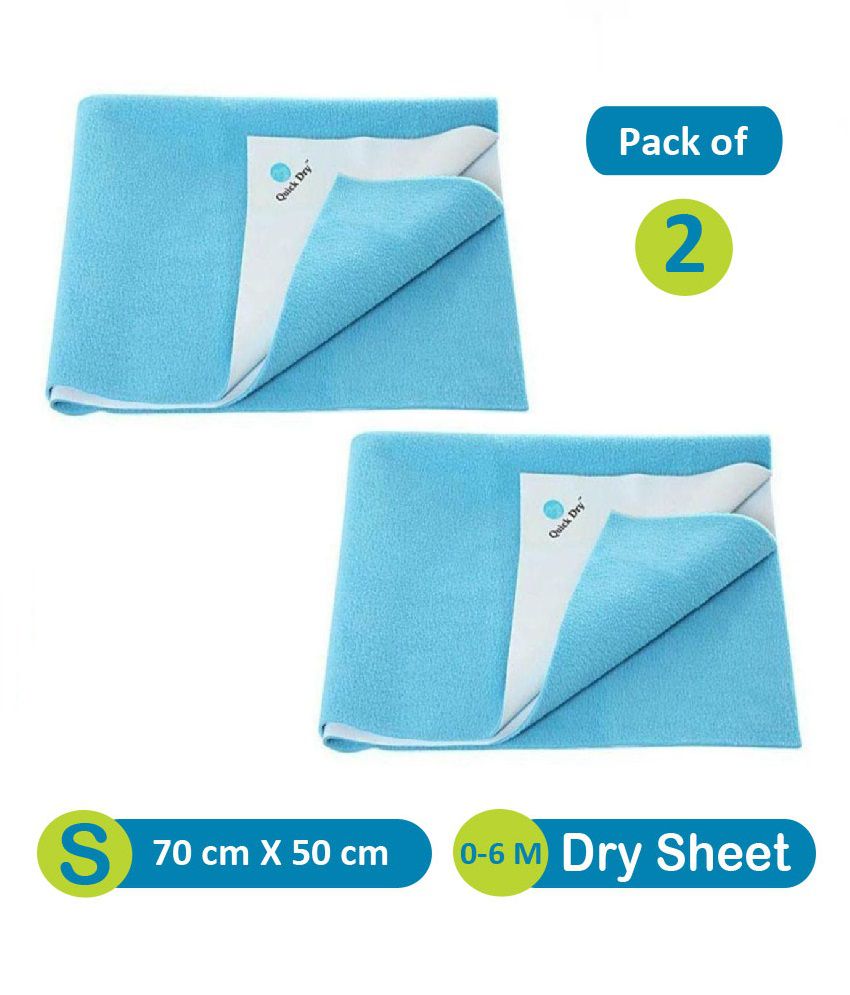 Quick Dry Blue Plain Waterproof Small - Pack of 2 Rubber Sheet