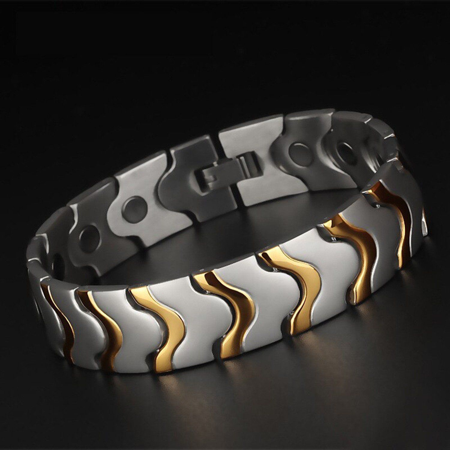     			The Jewelbox Gold Titanium Bracelets