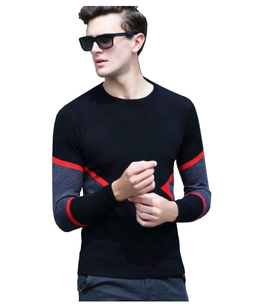     			Eyebogler Polyester Cotton Black Striper T-Shirt