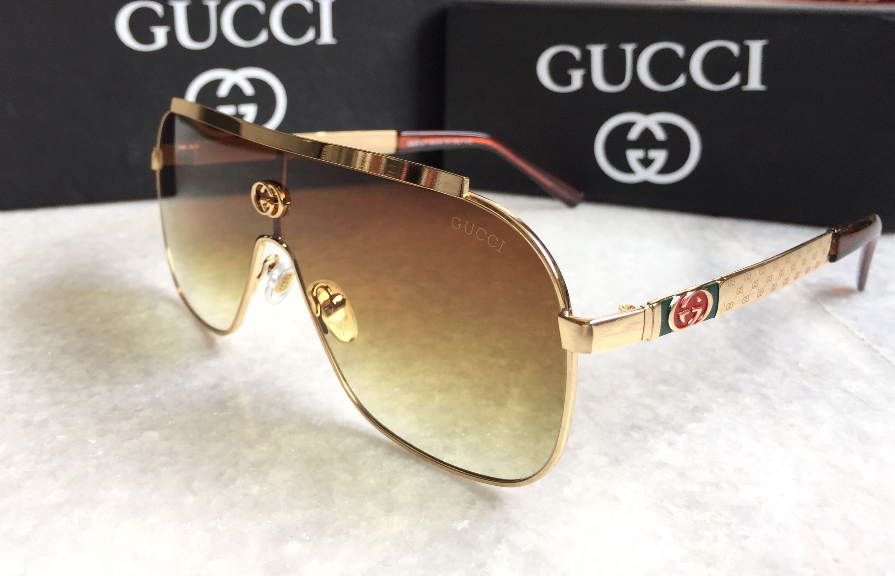 GUCCI EYEWEAR Brown Rectangle Sunglasses ( G39B ) - Buy GUCCI EYEWEAR ...