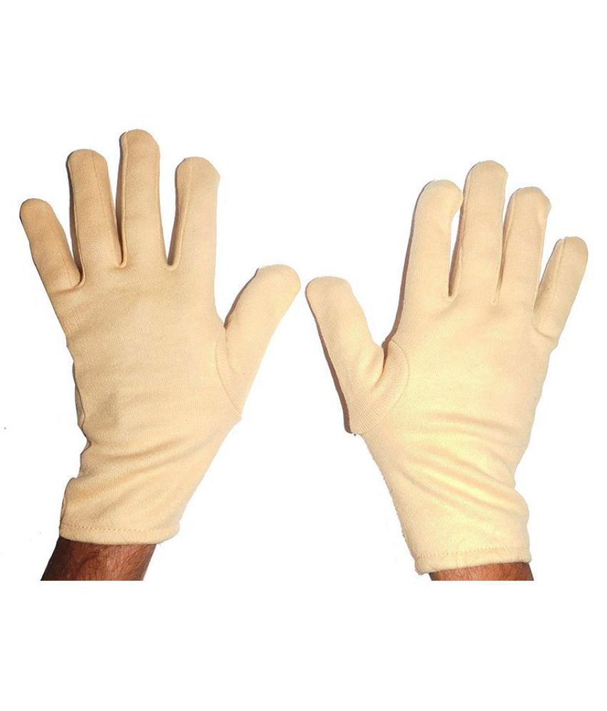 beige cotton gloves