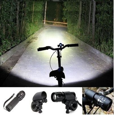     			Lista Zoomable Mode Bicycle Headlight LED Flashlight /Front Bicycle Bike Light Lamp Mount Torch + Holder Clip Mount Cycle Gear