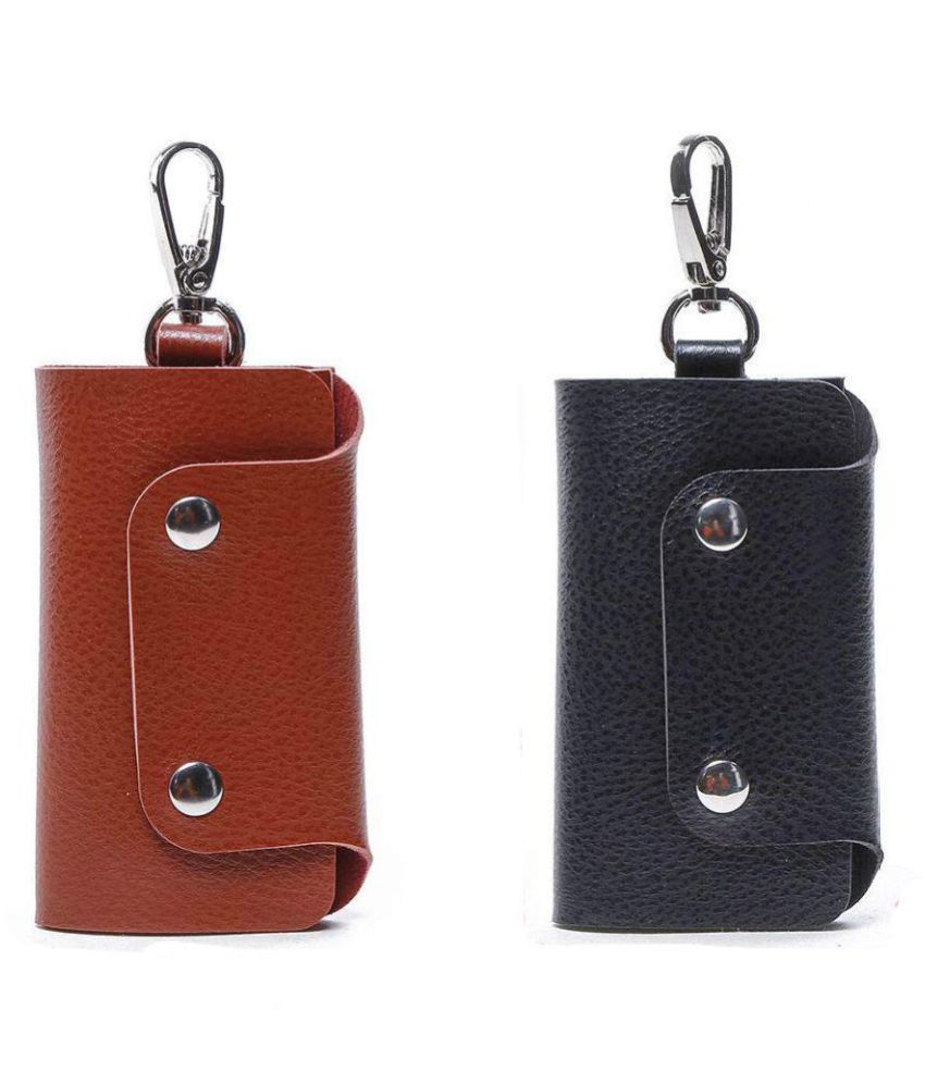 Leather Pouch Keychain 2 pcs(Black + Brown) Buy Online at Low Price in