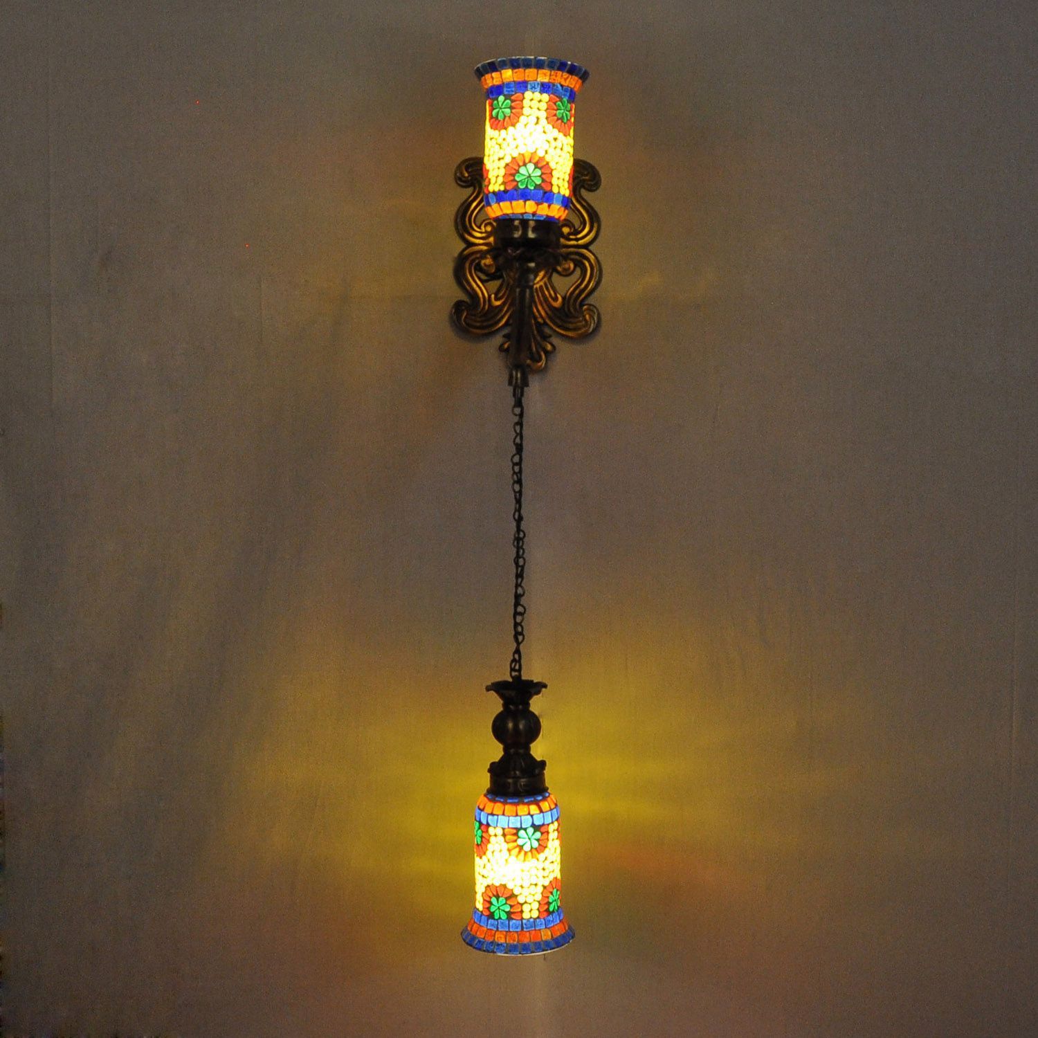 Lalhaveli Home Decorative Mosaic Glass Hanging Wall Lamp Glass Wall