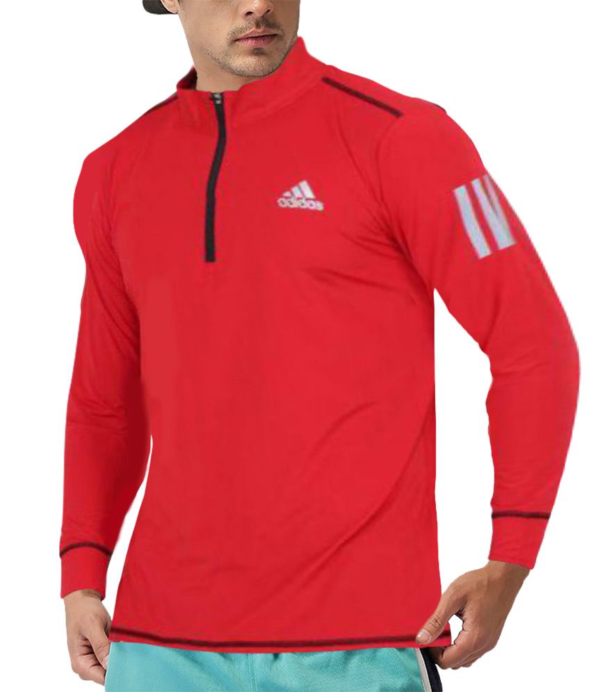 Adidas Red High Neck T-Shirt - Buy Adidas Red High Neck T-Shirt Online