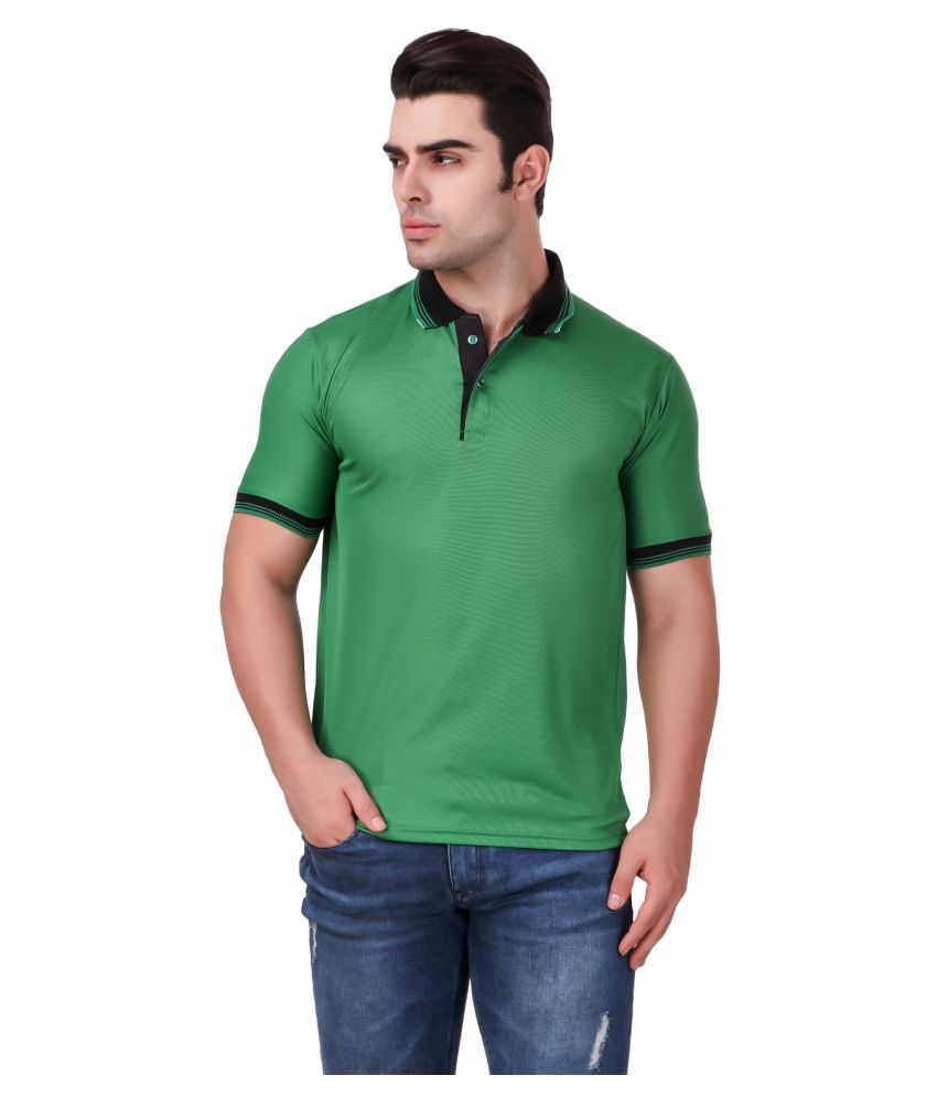     			Funky Guys Pack of 1 Polyester Slim Fit Solid Half Sleeves Men's Polo T Shirt ( Green )