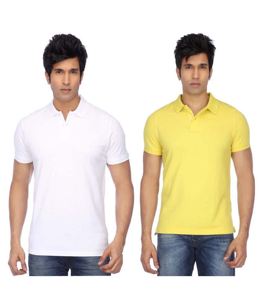     			Funky Guys Pack of 2 Cotton Blend Slim Fit Solid Half Sleeves Men's Polo T Shirt ( Multicolor )