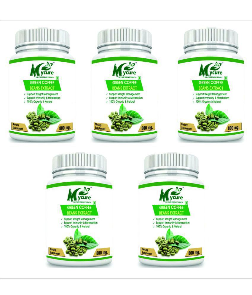 mycure Premium Green Coffee Extract For Weight Loss 800 mg Unflavoured Pack of 5