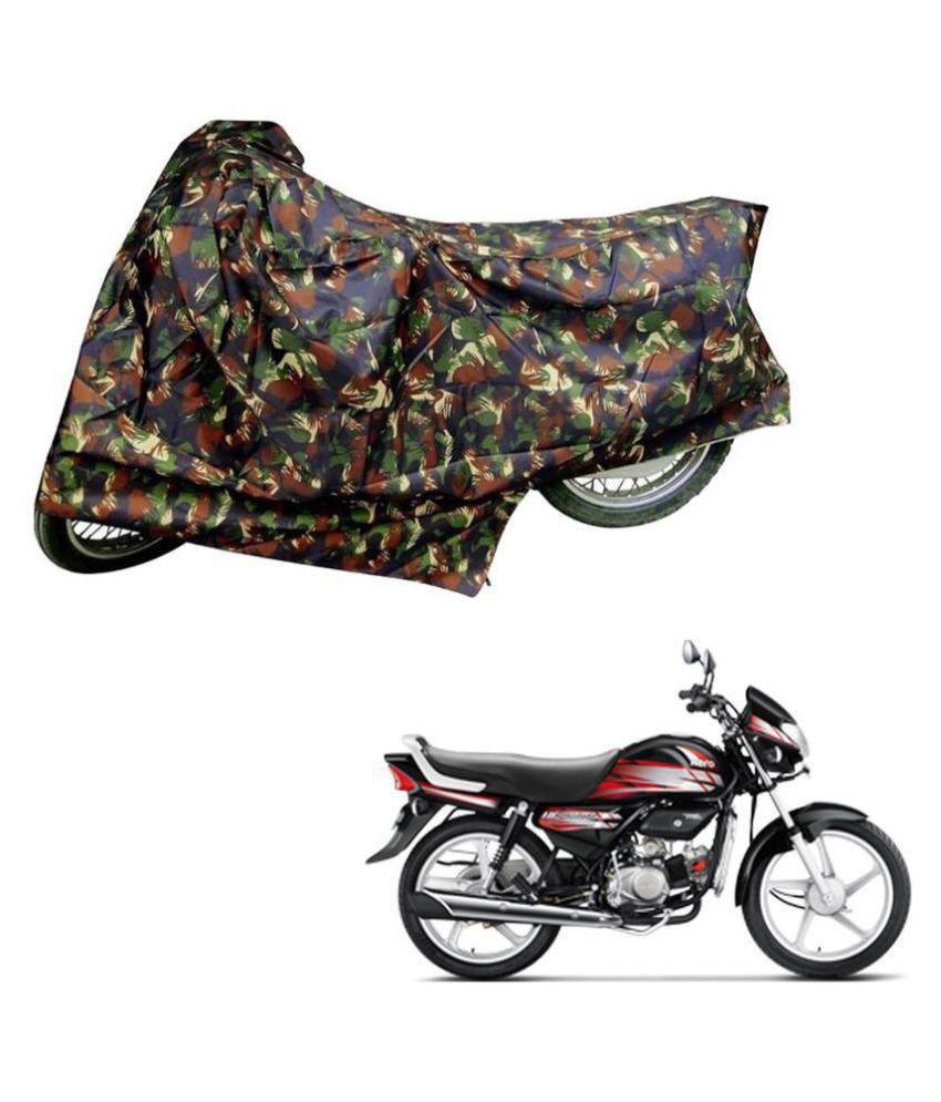     			AutoRetail Dust Proof Two Wheeler Polyster Cover for Hero HF Deluxe (Mirror Pocket, Jungle Color)