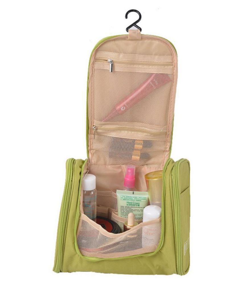     			House Of Quirk Green Polyester Hanging Travel Toiletry Bag Cosmetic Kit