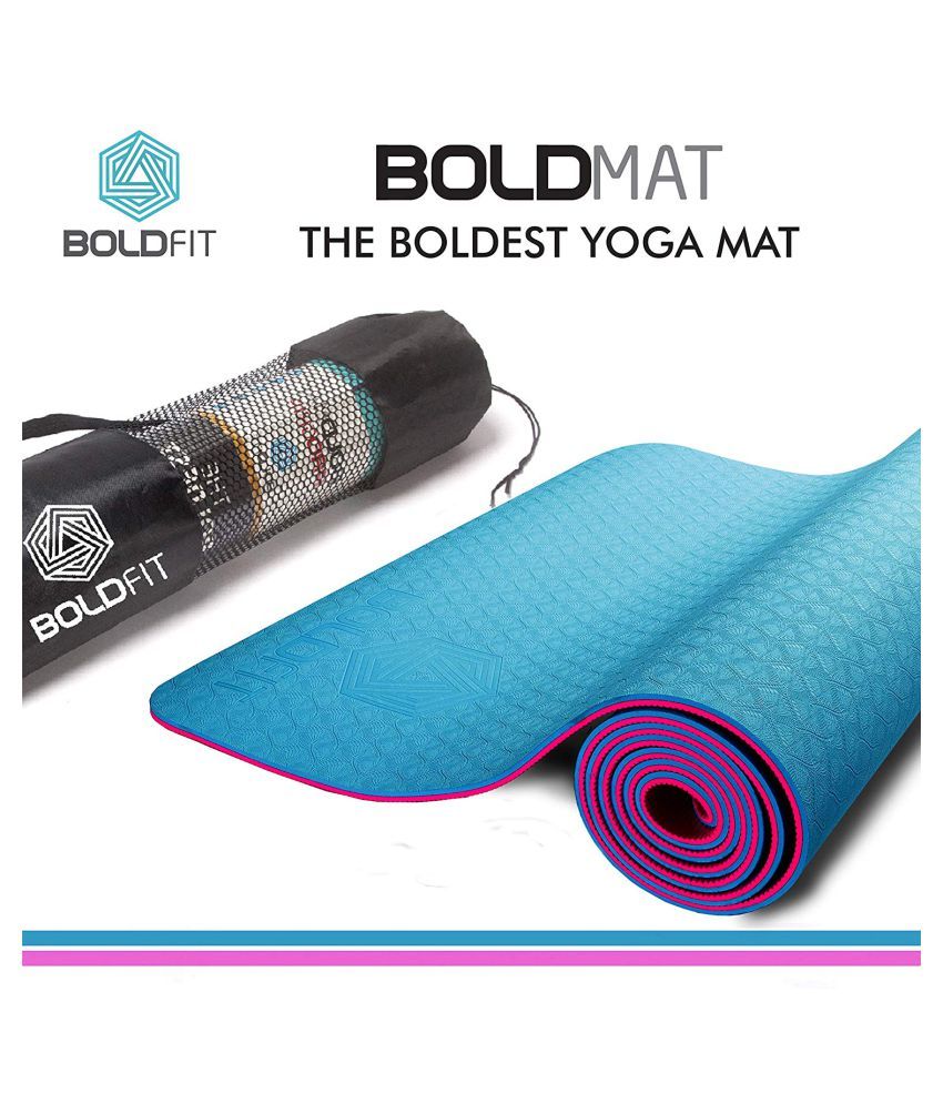 BoldFit ProGrip Luxury TPE Yoga mat with Carrying Bag (6mm) Extra